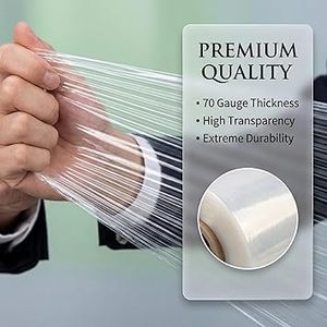 Huamaohengchun15 Inch x 1000ft 70 Gauge, <b>Plastic</b> Wrap for Moving with Handle, Packing, Shipping, Pallet & Furniture Protection - Product Image 4