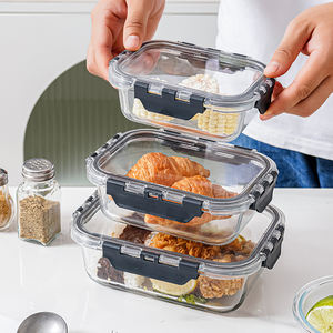 Meilleure vente coffret alimentaire en verre borosilicaté récipient pour la préparation des repas en verre avec couvercles transparents - Product Image 5