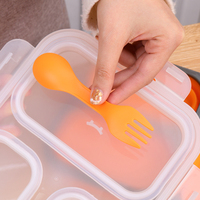 Boîtes à lunch bento 3 compartiments, vente chaude 2024, sans BPA, pliables, contenants de stockage alimentaire en silicone avec couvercles pour enfants