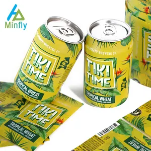 Minfly Digital Printing Custom PET PVC Heat Shrink Sleeve Label for 12oz Craft beer cans and water bottle wrap