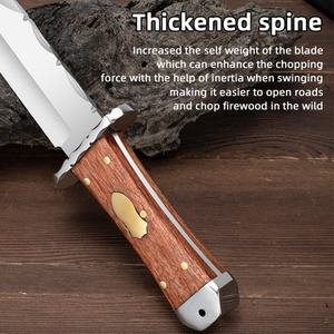 Cuchillo utilitario DIY de punta recta para camping, hoja de acero inoxidable, mango de madera, 20 cm, 4 mm de grosor, OEM personalizable - Product Image 2
