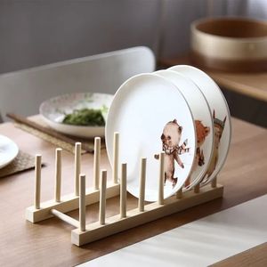 Wooden <b>Dish</b> Rack For Plates Cups Bowls Multi Functional Kitchen Storage Drying <b>Stand</b> - Product Image 1
