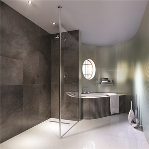 Tùy chỉnh thực hiện tắm cửa bao vây với các phụ kiện bền góc phần tư đi bộ trong màu đen không khung Tempered kính cố định - Product Image 3