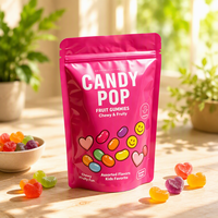 Sachet alimentaire refermable personnalisé brillant avec fermeture éclair pour bonbons, emballage plastique pour bonbons gélifiés avec logo sur mesure