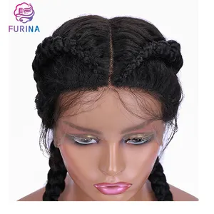 Furina Offre Spéciale tendance de la mode longues perruques africaines 36 pouces tresses perruques de dentelle synthétique pour les femmes