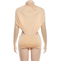 Tenues élégantes pour femmes, couleur unie sexy, body sans manches à col haut, ensemble robe courte décontractée d'été