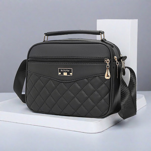 Sac carré petit format Mr.Puffer à motif diamant, noir, bandoulière, pour femme, usage quotidien, printemps 2025 - Product Image 2