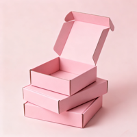 Boîte d'expédition en carton ondulé gaufré de différentes tailles pour l'envoi postal, emballage cosmétique rose personnalisé avec un design haut de gamme