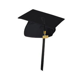 Wholesale <strong>Custom</strong> Elastic University Graduation Cap Adult Matte Black Graduation Hats Caps and Tassel - Product Image 2