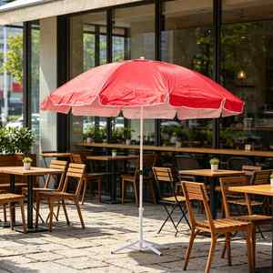 Sombrilla de Playa Resistente al Viento con Protección UV, 150 cm de Radio, Doble Varilla, Tela Plateada, Parasol para Exteriores - Product Image 1