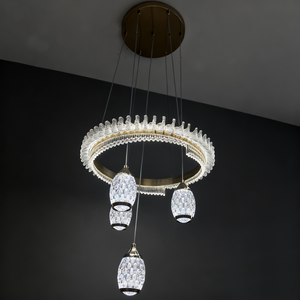 开关控制金铁亚克力发光二极管吊灯2700K/4100K/6000K色温可调高度悬挂吊灯 - Product Image 6