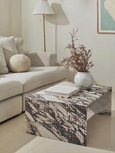 Minimalist Modern Living Room Furniture <strong>Rectangle</strong> Customized Fluted Calacatta Viola Marble Low-Profile Plinth <strong>Coffee</strong> <strong>Tables</strong> - Product Image 2