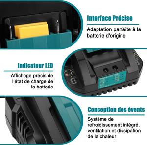 <span class=keywords><strong>Chargeur</strong></span> Li-ion 14,4V-18V 3A pour <span class=keywords><strong>chargeur</strong></span> <span class=keywords><strong>Makita</strong></span> 18V DC18RC DC18RD pour batteries BL1850 BL1840 <span class=keywords><strong>BL1830</strong></span> BL1430 BL1415 18V - Product Image 5