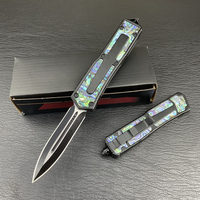 Couteau pliant de survie et de chasse pour le camping, avec manche en alliage de zinc et coquille d'ormeau exquise, en acier inoxydable 5CR13, OEM