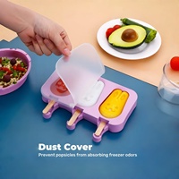 Lot de 3 moules à glaces réutilisables en silicone sans BPA, motifs de dessins animés, avec 3 couvercles et 150 bâtonnets pour les grossistes