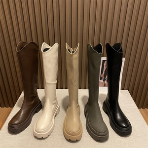 Fabricante HANO venta al por mayor 2024 nuevo invierno nuevas mujeres de tacón medio hasta la rodilla más <span class=keywords><strong>botas</strong></span> de Caballero de lana de cuero para mujer <span class=keywords><strong>B</strong></span> - Product Image 2