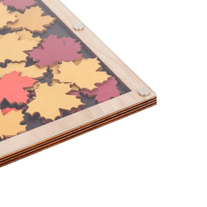 Idées de cadeaux de mariage <span class=keywords><strong>livre</strong></span> d'or de mariage personnalisé arbre de feuilles alternatif <span class=keywords><strong>livre</strong></span> d'or 3D signe en bois - Product Image 5