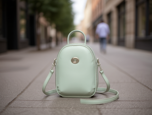 Borsa a tracolla ovale piccola in microfibra di pelle sintetica con chiusura a cerniera, mini borsa da donna per tutte le stagioni - Product Image 2