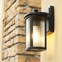 Applique murale extérieure étanche en aluminium moulé sous pression avec diffuseur en verre, 240V, noire, 2700K, CRI 80, pour jardin et rue