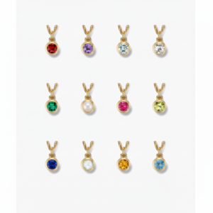 Collar con Colgante de Piedra Natalicia de Moda Sia, Cadenas de Rodio, Platino y Oro Rosa con Diamantes y Circonitas de Agua Dulce para Cristianos Ortodoxos - Product Image 1