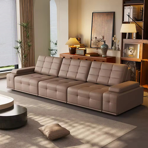 Canapé-lit électrique extensible moderne <span class=keywords><strong>pour</strong></span> maison intelligente, canapé <span class=keywords><strong>en</strong></span> <span class=keywords><strong>cuir</strong></span> noir, ensemble de <span class=keywords><strong>canapés</strong></span>, dossier haut, assise profonde, fonction rétractable - Product Image 4