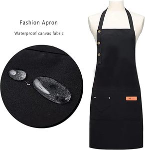 Tabliers de cuisine en toile imperméable avec logo personnalisé, grandes poches et sangles réglables pour femmes et hommes, tablier de chef pour la pâtisserie - Product Image 2