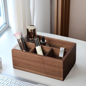 Boîte de rangement pour bureau en noyer noir, boîte de rangement pour papeterie, boîte de rangement multifonctionnelle pour bijoux et télécommandes - Product Image 1