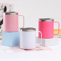 Mug isotherme en acier inoxydable à double paroi avec poignée et couvercle, sans BPA, compatible lave-vaisselle, 12 oz et 16 oz, personnalisable avec logo 2026