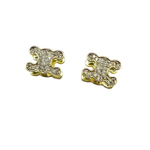 Pendientes de Aro con Letra Dorada, Microincrustaciones de Circonita, Aleación de Zinc, Joyería para Fiestas - Product Image 5