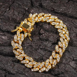 Chuwi — Bracelet à mailles cubaines 12mm, bijoux en alliage de Zinc, strass en alliage de Zinc, <span class=keywords><strong>Miami</strong></span>, unisexes pour hommes et femmes, bon marché - Product Image 4