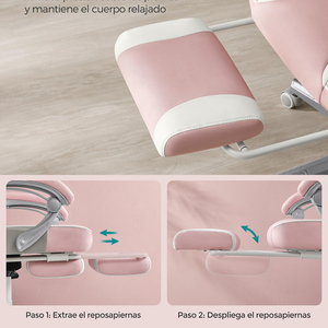 Chaise De Course Rose Réglable En Hauteur Capacité De 150kg Fauteuil De <span class=keywords><strong>Bureau</strong></span> Ergonomique Chaise De <span class=keywords><strong>Bureau</strong></span> Exécutif En Cuir PU Avec Repose-pieds - Product Image 6