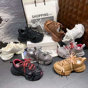 Vendita Diretta dalla Fabbrica: <span class=keywords><strong>Sneakers</strong></span> <span class=keywords><strong>Bianche</strong></span> da <span class=keywords><strong>Donna</strong></span> con Blocchi di Colore, Scarpe Casual con Lacci, <span class=keywords><strong>Sneakers</strong></span> alla Moda con Suola Spessa - Product Image 2