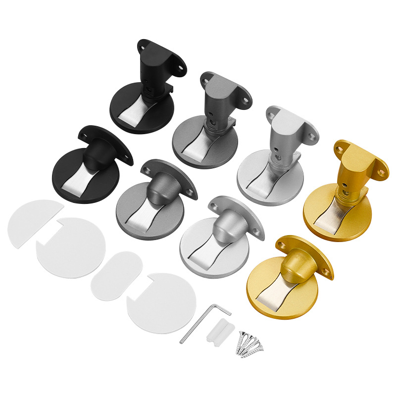 Strong Magnetic Non-Perforated Aluminum Alloy Door Stop Invisible Anti-Collision Toilet Rear Household Door Suction for Hotels