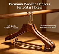 Cintre en bois de luxe avec logo personnalisé incroyable pour vêtements, hôtel, en hêtre, avec pince lotus