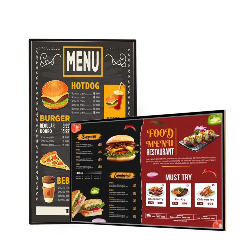 21.5 Inch LCD Commercial Digital Advertising Display Touch Screen Wall Mounted Digital Signage Menu Board For Restaurant