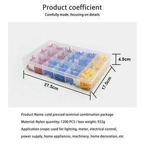 Good Quality <strong>Terminal</strong> Kit <strong>Spade</strong> Connector <strong>Assortment</strong> 1200pcs Insulated Splice Electrical Wire Crimp <strong>Terminal</strong> Assorted Kits - Product Image 3