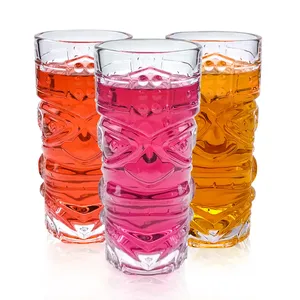 Vaso de Cristal Transparente Creativo de 400 ml con Diseño de Grimace Hawaiano, Estilo Europeo, Único, para Beber Agua, Jugo, Cerveza, Cócteles Tiki - Product Image 2