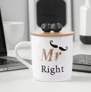 Tasse café personnalisé en porcelaine, avec motif de pierre sur mesure, pour la saint-valentin, <span class=keywords><strong>Mr</strong></span>. Mrs, couvercle en bois, vente en gros, - Product Image 4