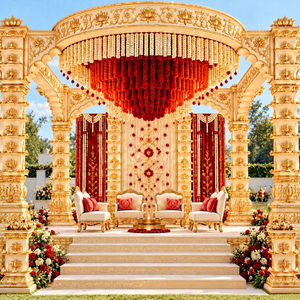 Mandap de Boda Tradicional Indio de Madera con Pilares Diya, Mandap de Boda Hindú Asiático, Fabricante Premium de Mandaps de Boda para EE. UU. - Product Image 1