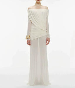 Nuovo Abito Donna 2026 Personalizzato Monospalla <span class=keywords><strong>Senza</strong></span> Colletto Manica Lunga Plissettato Tinta Unita Elegante Moda Estiva - Product Image 3