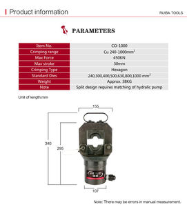 CO-500 CO-630A CO-400 CO-1000 Cu16-500mm2 دليل كابل العروات انقسام وحدة الصحافة أداة الكهربائية الهيدروليكية العقص أداة - Product Image 6