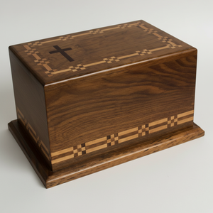 โกศไม้เผาศพสำหรับผู้ใหญ่ชายและหญิงโกศไม้โกศทำด้วยมือสไตล์อเมริกันที่ทันสมัย - Product Image 1