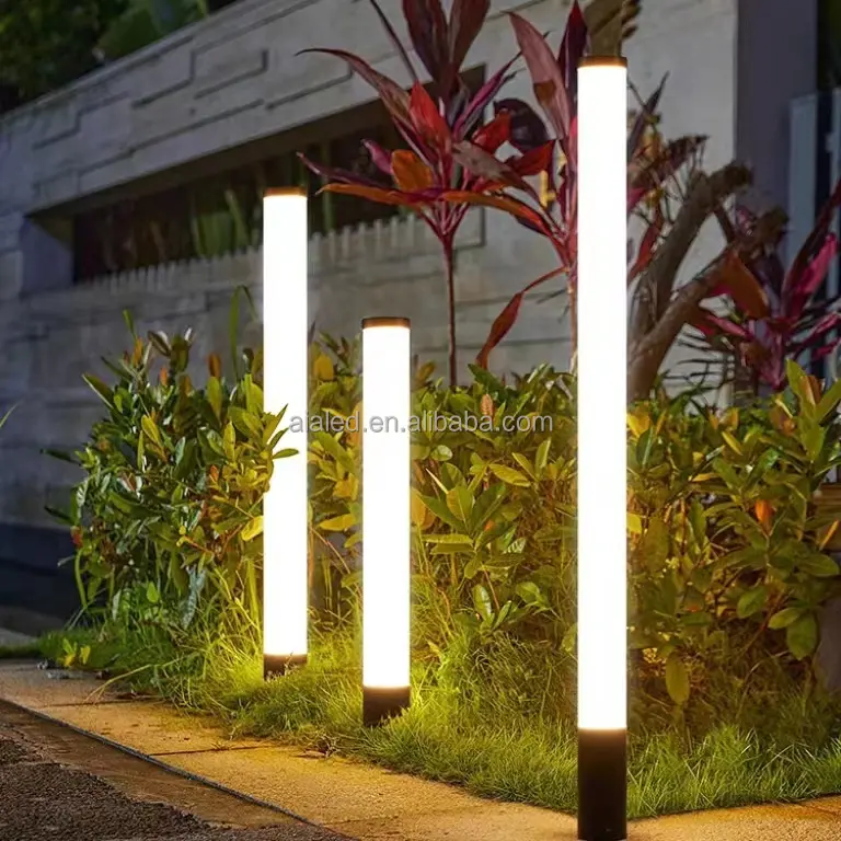 Barra fluorescente para jardim, lâmpada de acrílico à prova d'água para gramado, poste de luz para paisagem externa, poste de amarração para corredor e pátio