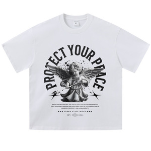 T-shirt American High Street con stampa effetto sbiadito di <span class=keywords><strong>angeli</strong></span> e lettere, modello ampio, alla moda, a maniche corte e lunghe - Product Image 5