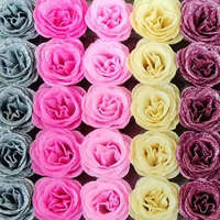 Rose artificielle en soie avec paillettes dorées, tête de fleur lumineuse, vente en gros, décoration pour la maison, mariage et fête