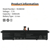 Batterie d'ordinateur portable OEM R13B03W en gros pour XIAO MI Redmibook13 Mi Air 13.3, batterie de haute qualité pour ordinateur portable 7.7V 5200mAh 40Wh