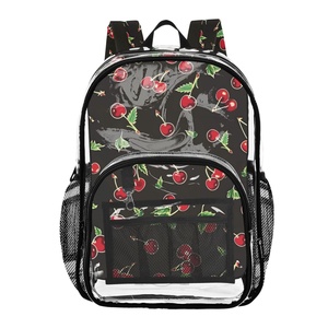 PVC Transparent <b>Large</b> Capacity <b>Backpack</b> Fashion Customs Cherry Design Durable Lightweight Travel Outdoor Clear <b>Backpack</b> - Product Image 1