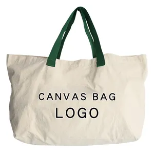 Custom Logo Size Printed Eco Friendly Recycled Reusable Plain Bulk Large Organic Calico Cotton Canvas Grocery Shopping Tote Bag