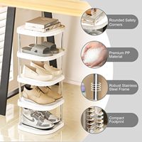 Étagère à chaussures murale ronde en PP à cinq niveaux, moderne, non pliable, pour salle de bain, gain de place, petite taille, étagère d'angle DIY
