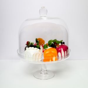 Alzata per torta in cristallo trasparente senza piombo alzata per torta in vetro trasparente soffiato a mano con cupola in cristallo - Product Image 3